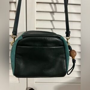 LUCKY brand green leather and suede crossbody